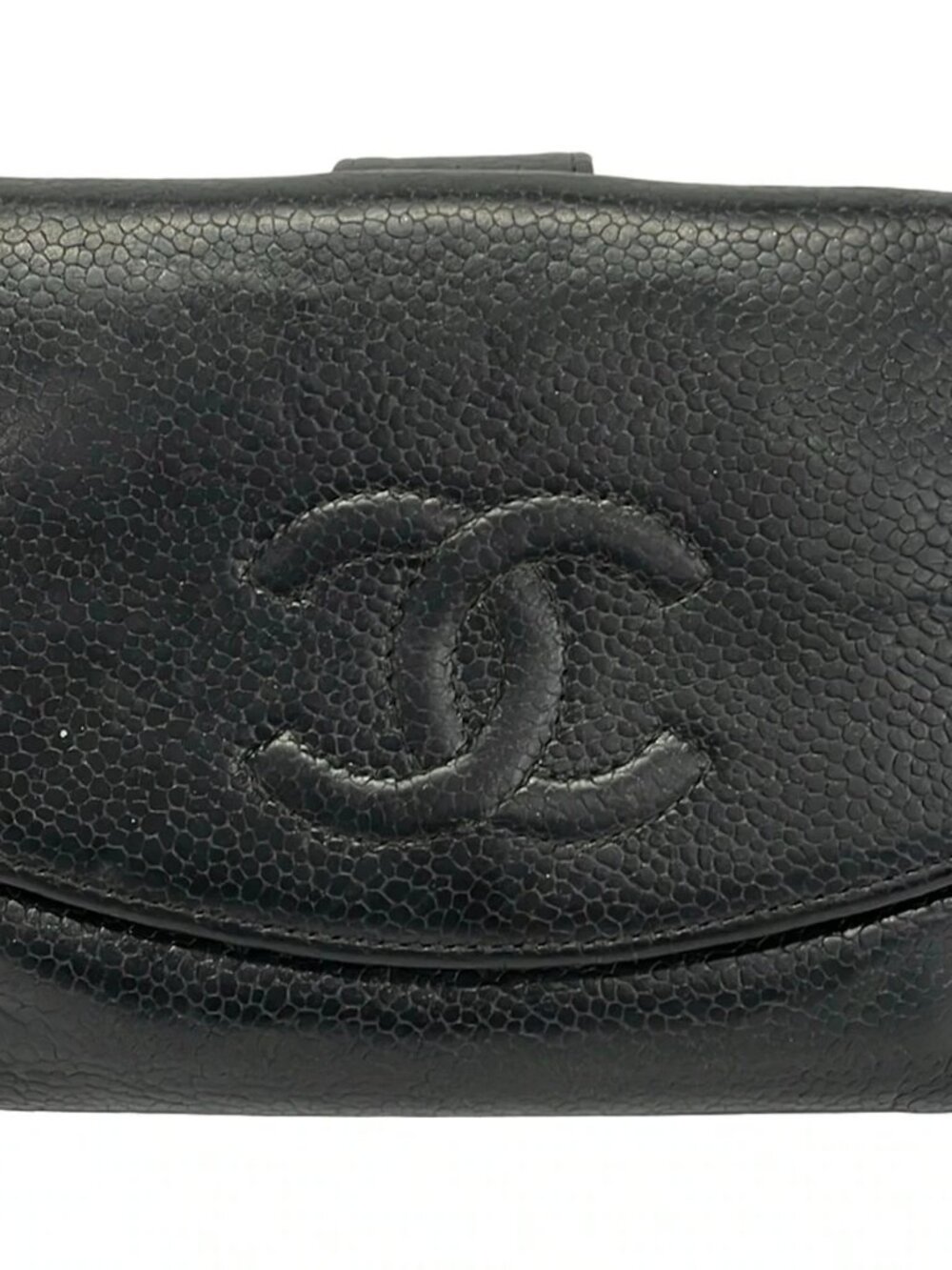 CHANEL A13496 Black Calfskin Double-hook Wallet